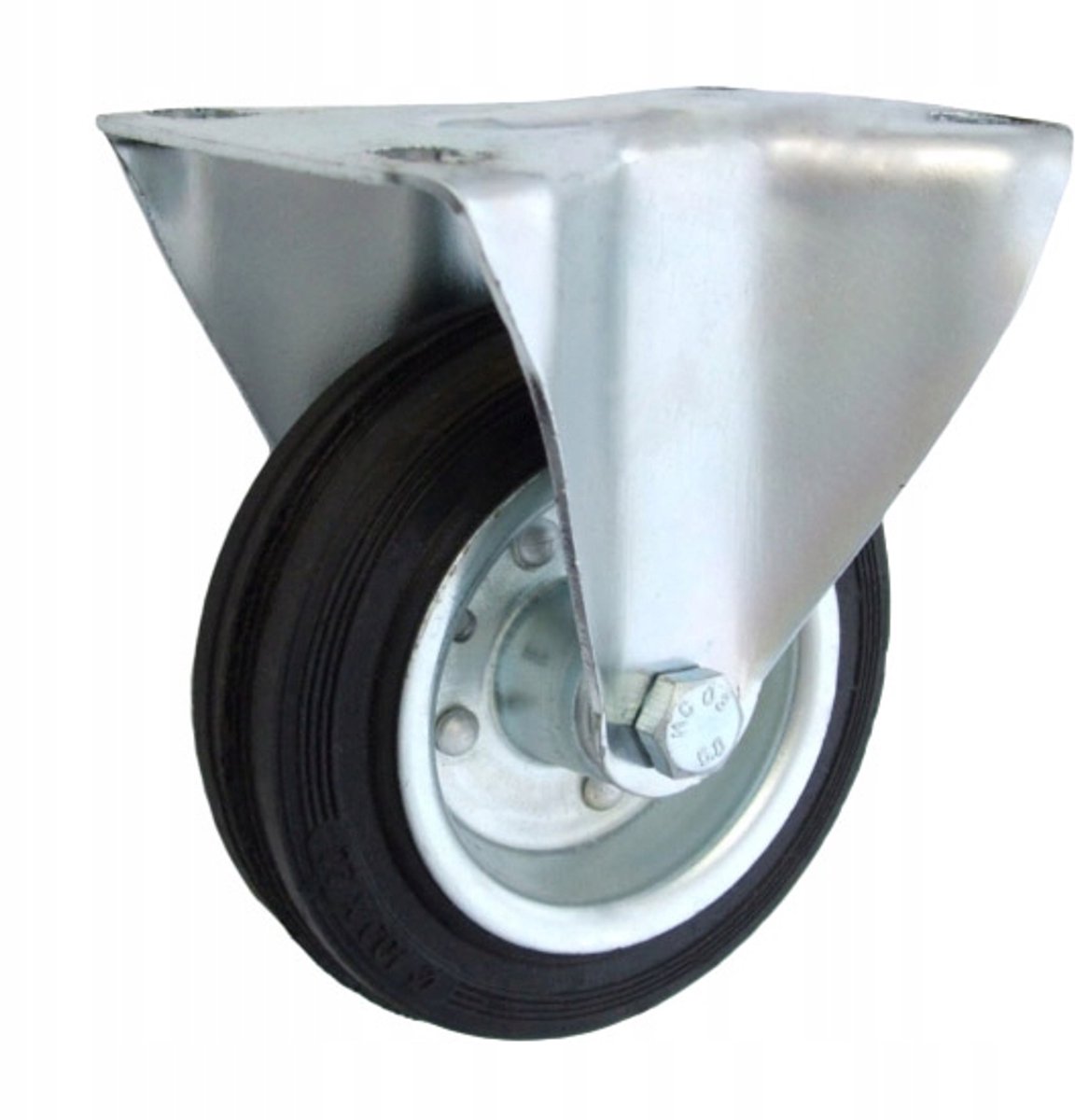 Zwenkbaar Wiel 80mm Metaal-Rubber, Vast Bevestigingsvlak