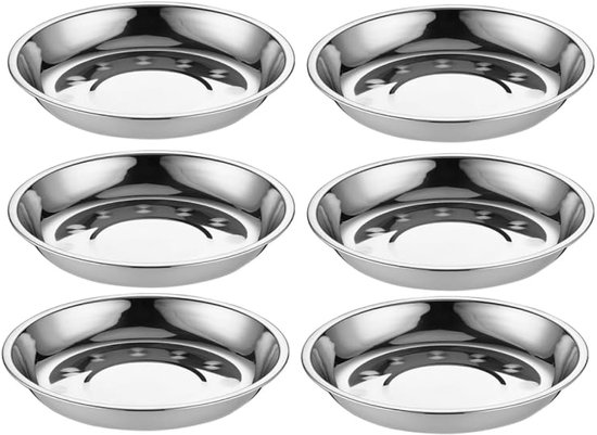 6 Pièces Assiettes Acier Inoxydable Rondes Assiettes À Grignoter Rondes Van Acier Inoxydable Assiettes À Manger Van Métal Assiettes De Camping Pour Maison Et Restaurant Diamètre 14-15 Cm - MÉTAL — pour un usage quotidien