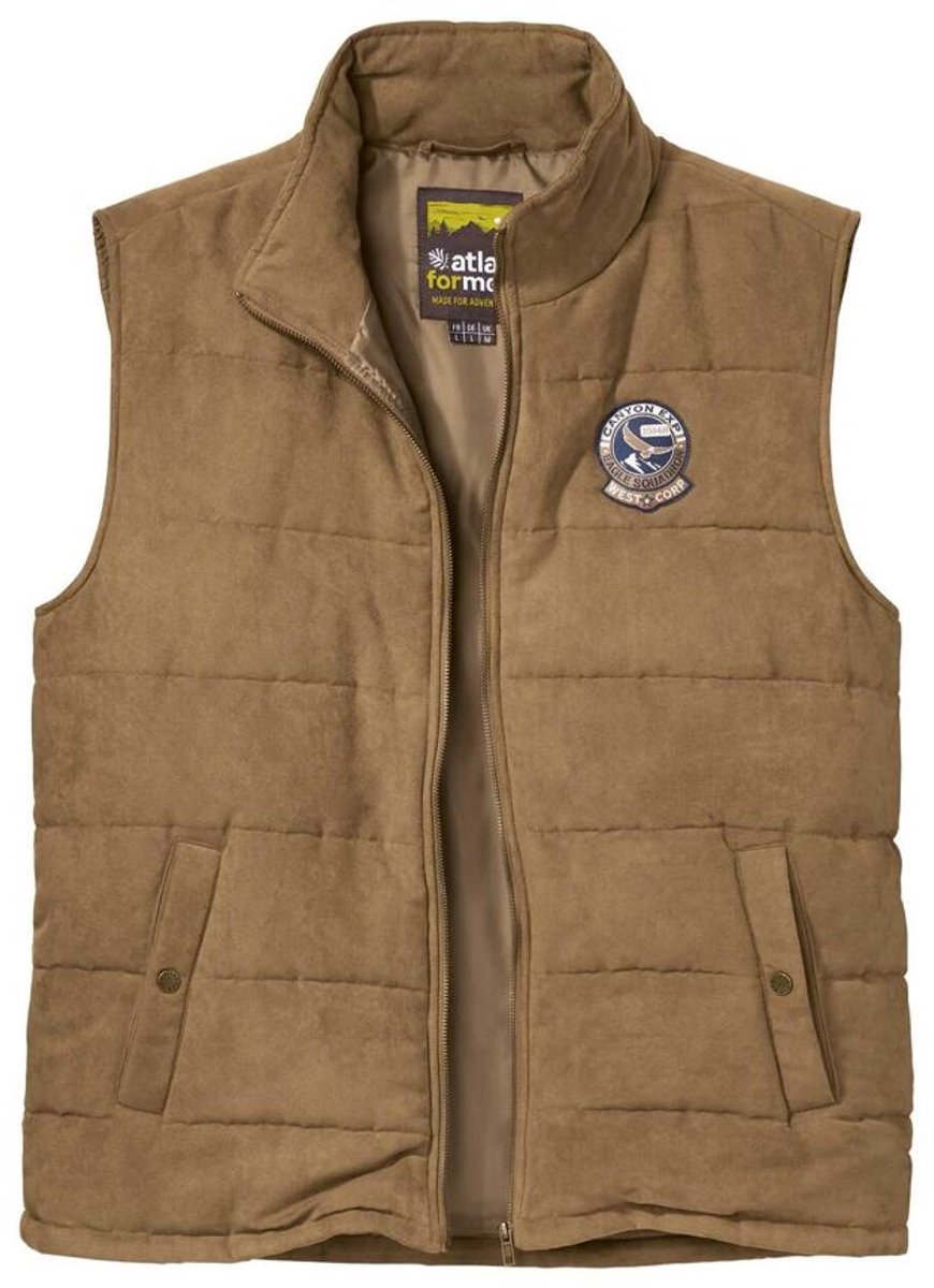 ATLAS FOR MEN - Bodywarmer van gewatteerde suedine - Heren - Verkrijgbaar in grote maten - XL