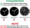 Compatibiliteit met Samsung Galaxy Watch 8 (40mm/44mm) en Watch 8 Classic (46mm). Niet voor Watch Ultra.
