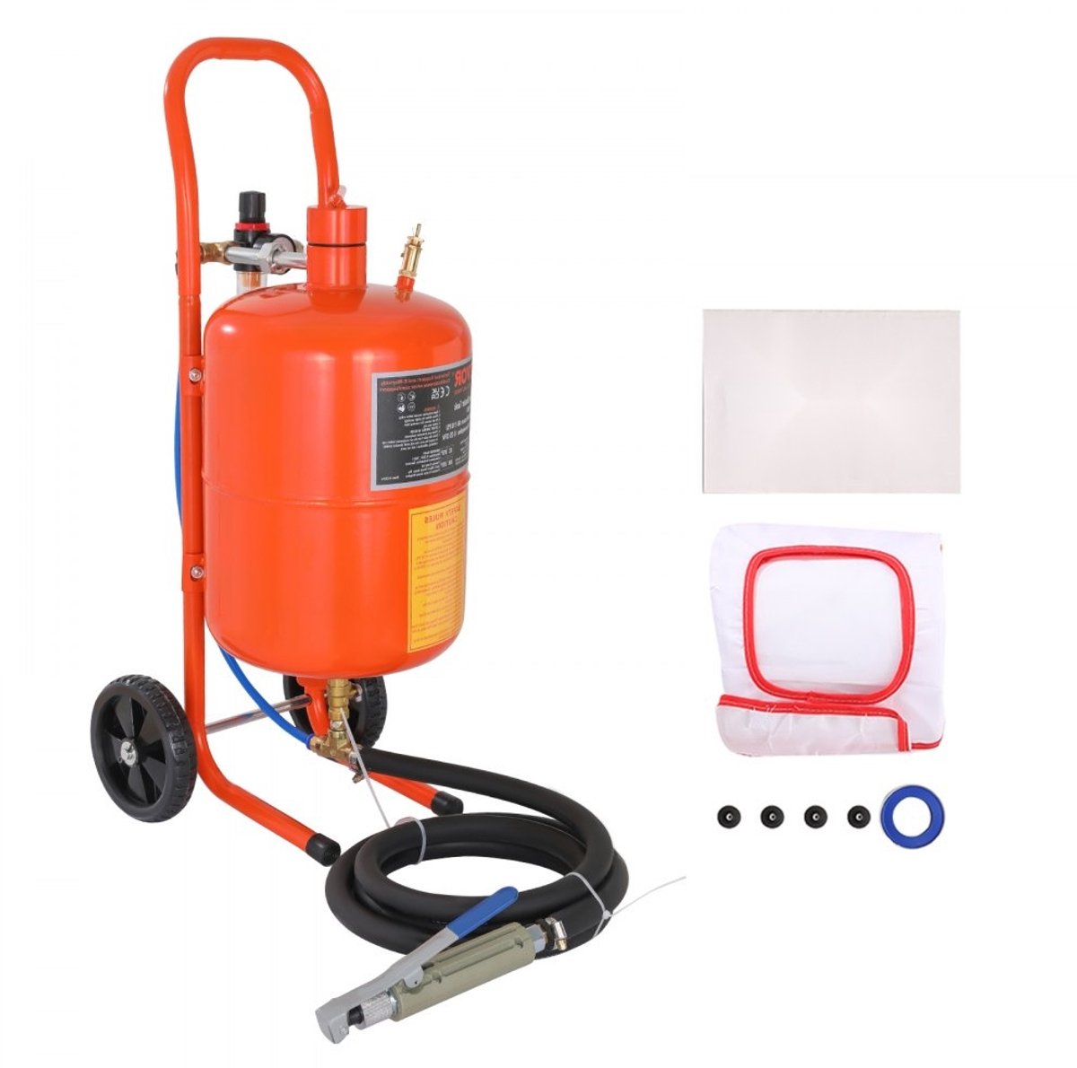 Mobiele zandstraler - Zandstraalapparaat - Capaciteit 18,9 L - Straalslang 2,44 m - Werkdruk 60–110 PSI - Voor roest-, verf- en vlekverwijdering op grote oppervlakken