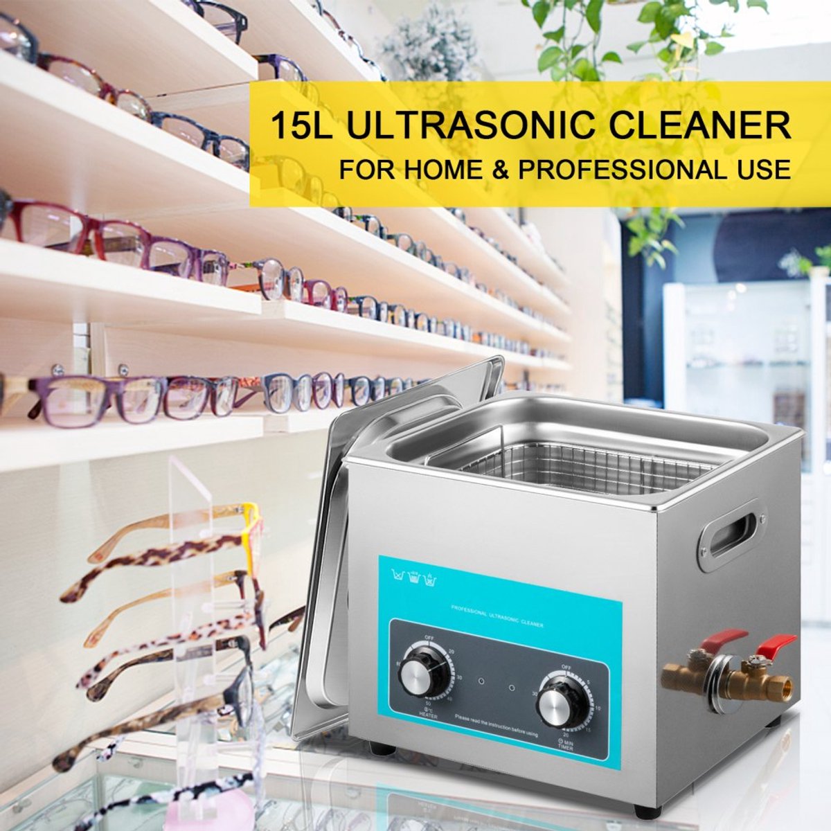 Ultrasoon Reiniger - Ultrasoonbad 15 L - Verwarming - Knopbediening - 40 kHz - 400 W - 230 V - Sieradenreiniger
