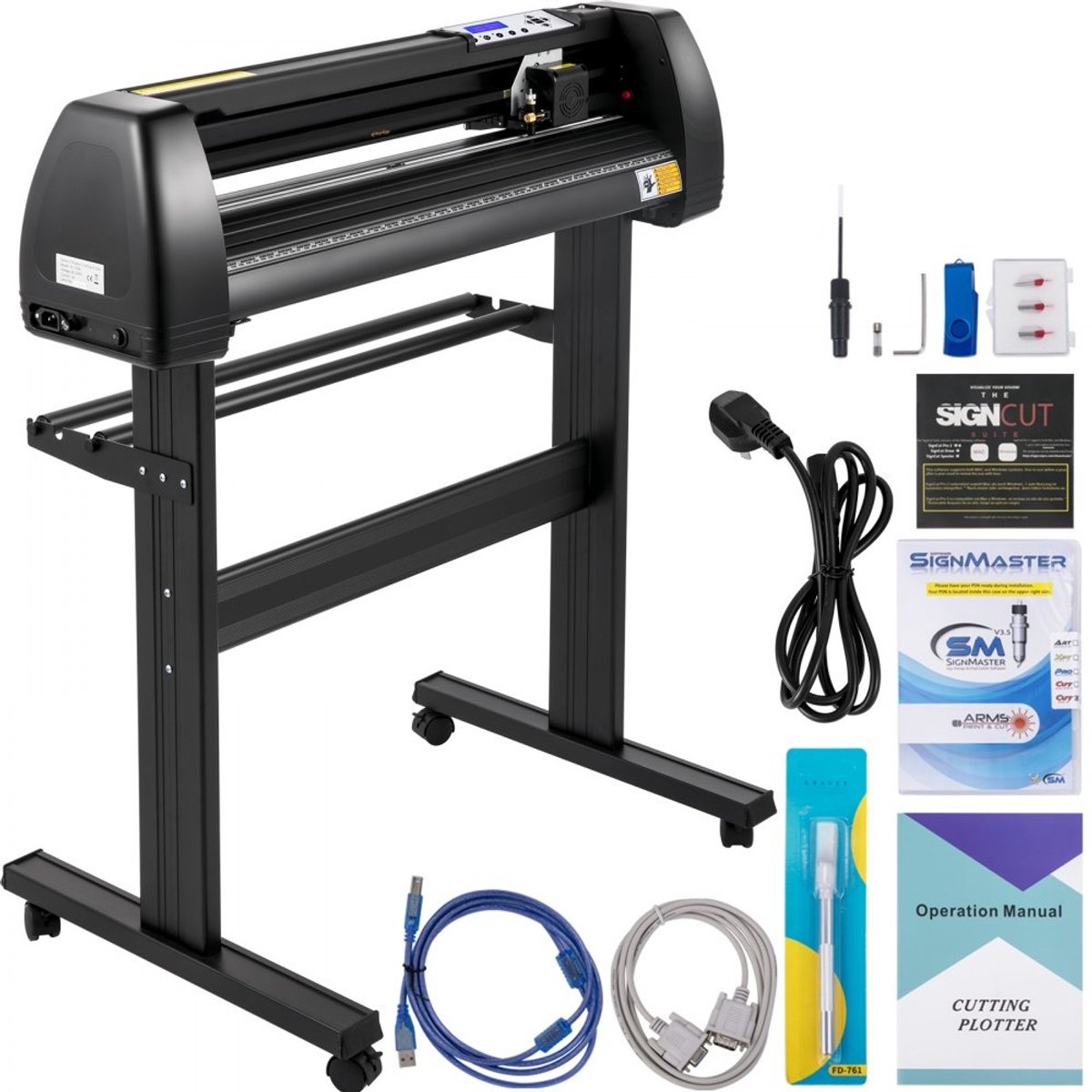 Vinyl snijplotter - Snijmachine - Snijbreedte 870 mm - LED-display - Nauwkeurige handmatige positionering - Compatibel met Mac & Windows - Instelbare kracht en snelheid
