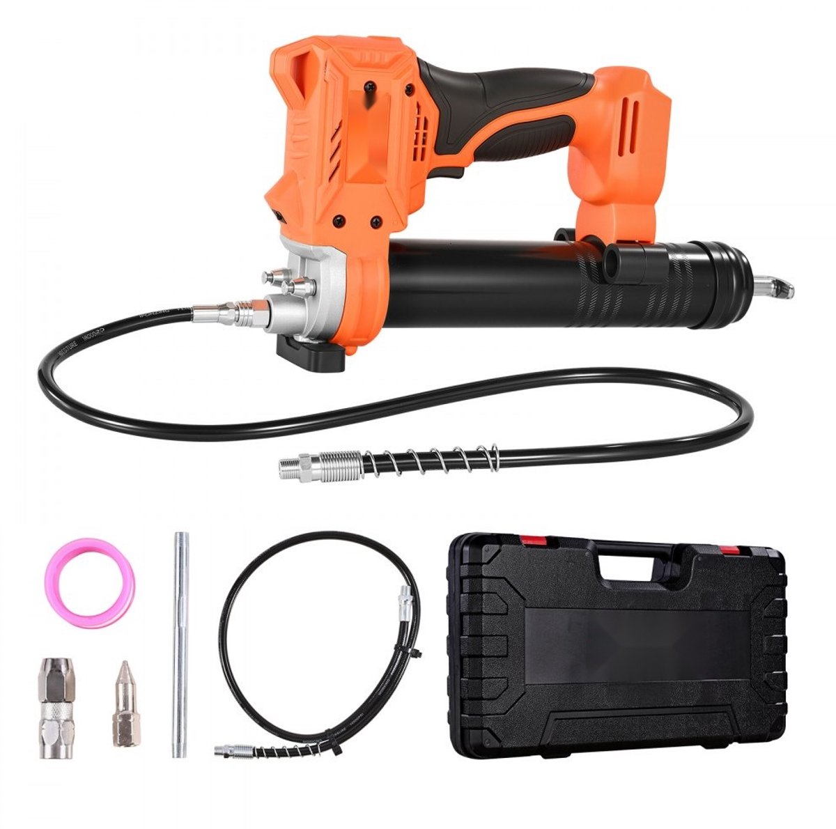 Accu Vetspuit - Draadloos Smeerpistool 20V - Max. 55 MPa Druk - Met LED-Lamp - Flexibele Slang - Zonder Accu en Lader - Voor Voertuigen en Machines