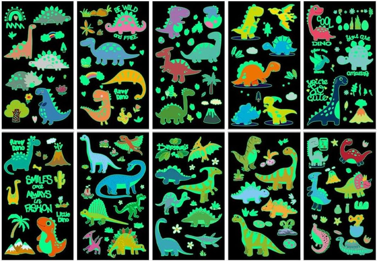 EGoods - Tijdelijke lichtgevende dinosaurus tatoeages voor kinderen, speelgoed voor jongens, verjaardag decoraties & meer!