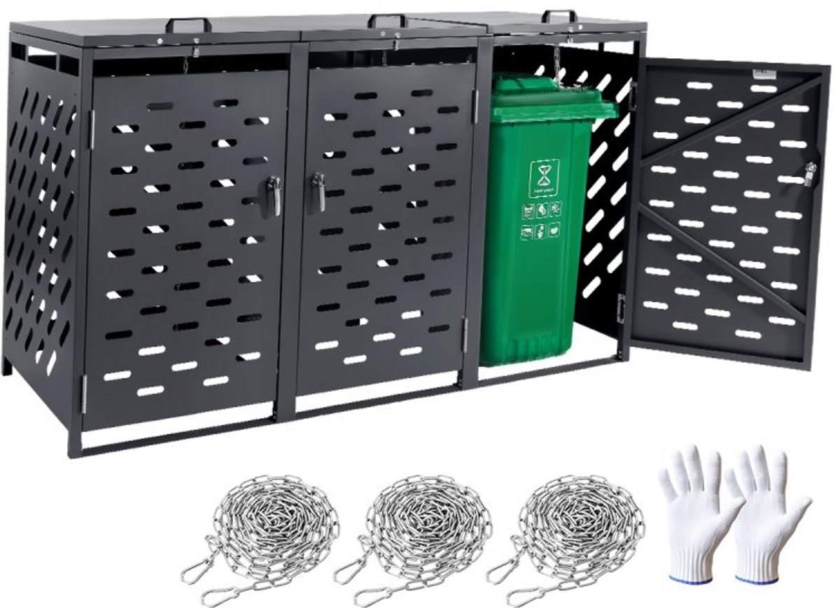 Afvalcontainer Ombouw - 3 x 240 L Kliko Kast - Afsluitbaar - Met Deksel - Voor Tuin En Terras