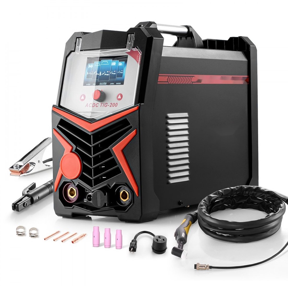 TIG-lasapparaat - AC/DC TIG Lasmachine 200A 6-in-1 - Puls TIG - Spot TIG - MMA/Elektrode Lassen - Aluminium Lassen - Synergetische Besturing - IGBT-Inverter