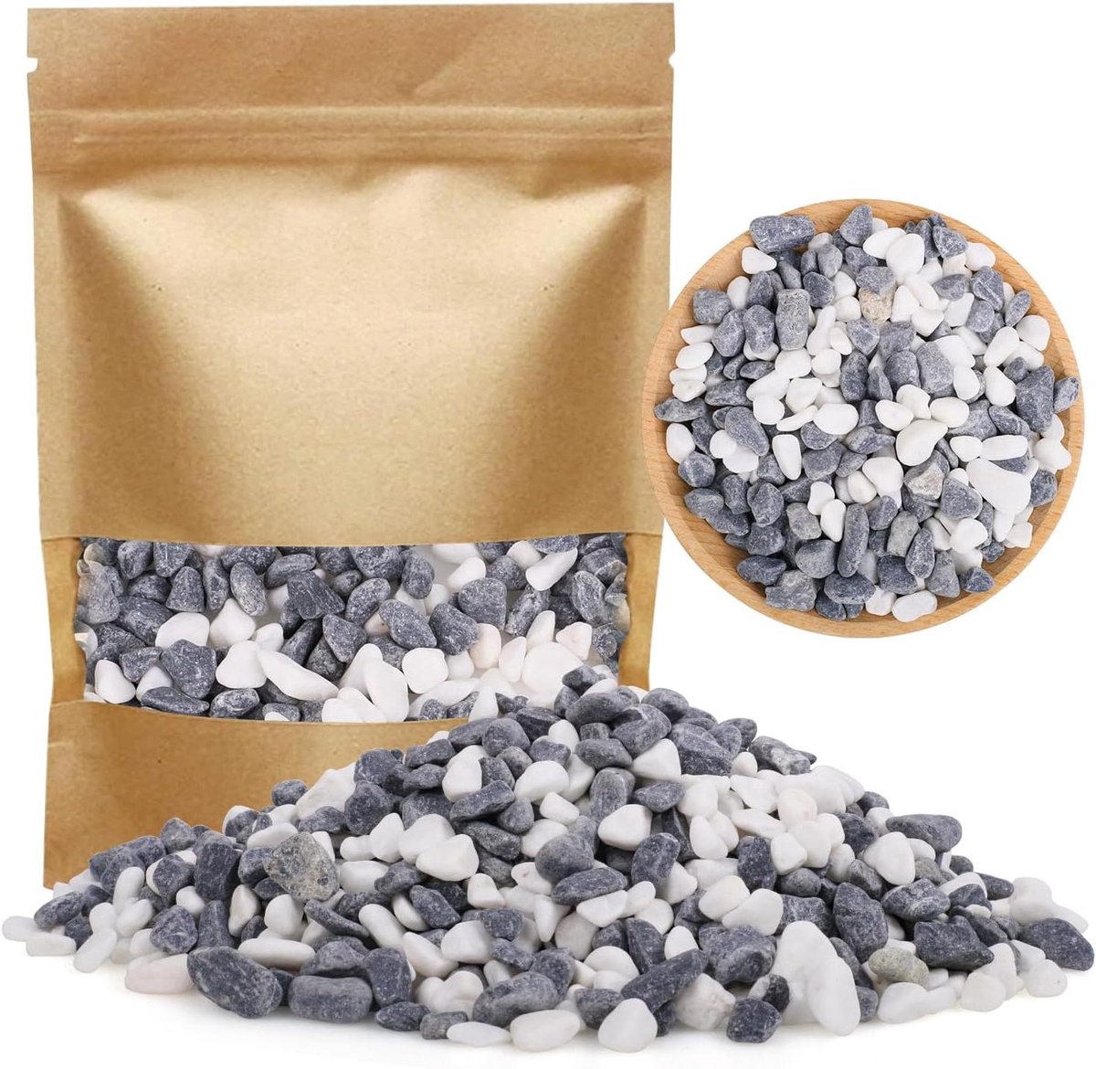 EGoods - 900 g witte decoratieve stenen voor vazen en planten - Sierstenen voor bloempotten - Vetplanten, aquarium en tuin deco