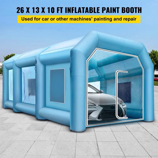 Opblaasbare spuitcabine tent - Autospuitcabine - Afmeting 8 x 4 x 3 m - Oxford 210D Stof - Met 2 Blaasmachines - Draagbaar - Snel Opzetten — afbeelding 4