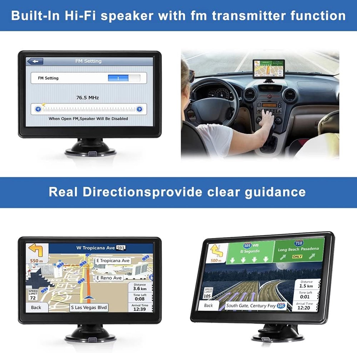 7 inch auto-GPS, vrachtwagen-GPS, automatische navigatie met HD-touchscreen, meertalige spraakbegeleiding, kaarten van VK/Europa (2025)voor auto's, vrachtwagens en zware vrachtwagens – foto 3