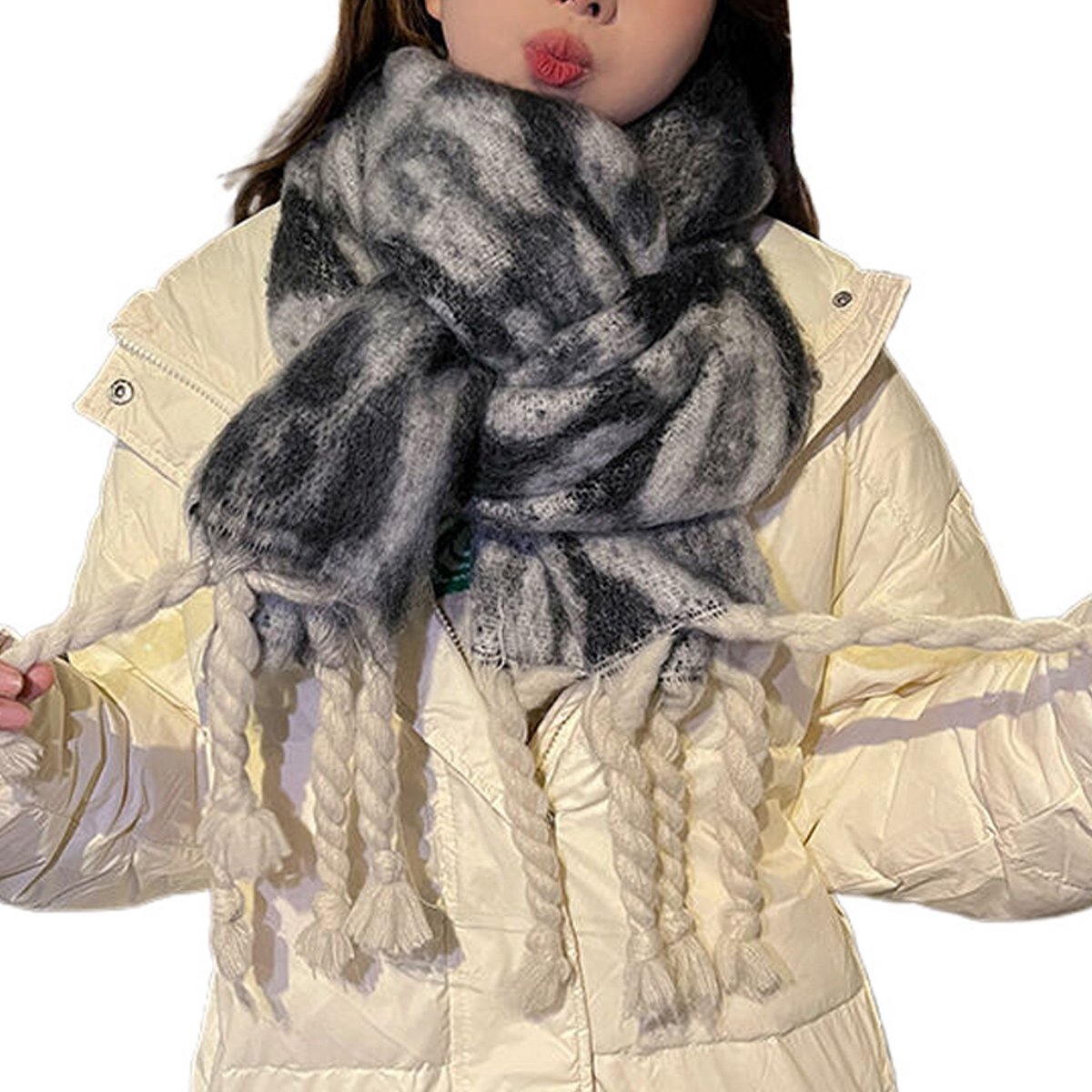 Winter Sjaal Dames - Zwart-Wit Geruit - Dames - Dagelijks, Werk & Buiten - Cadeau