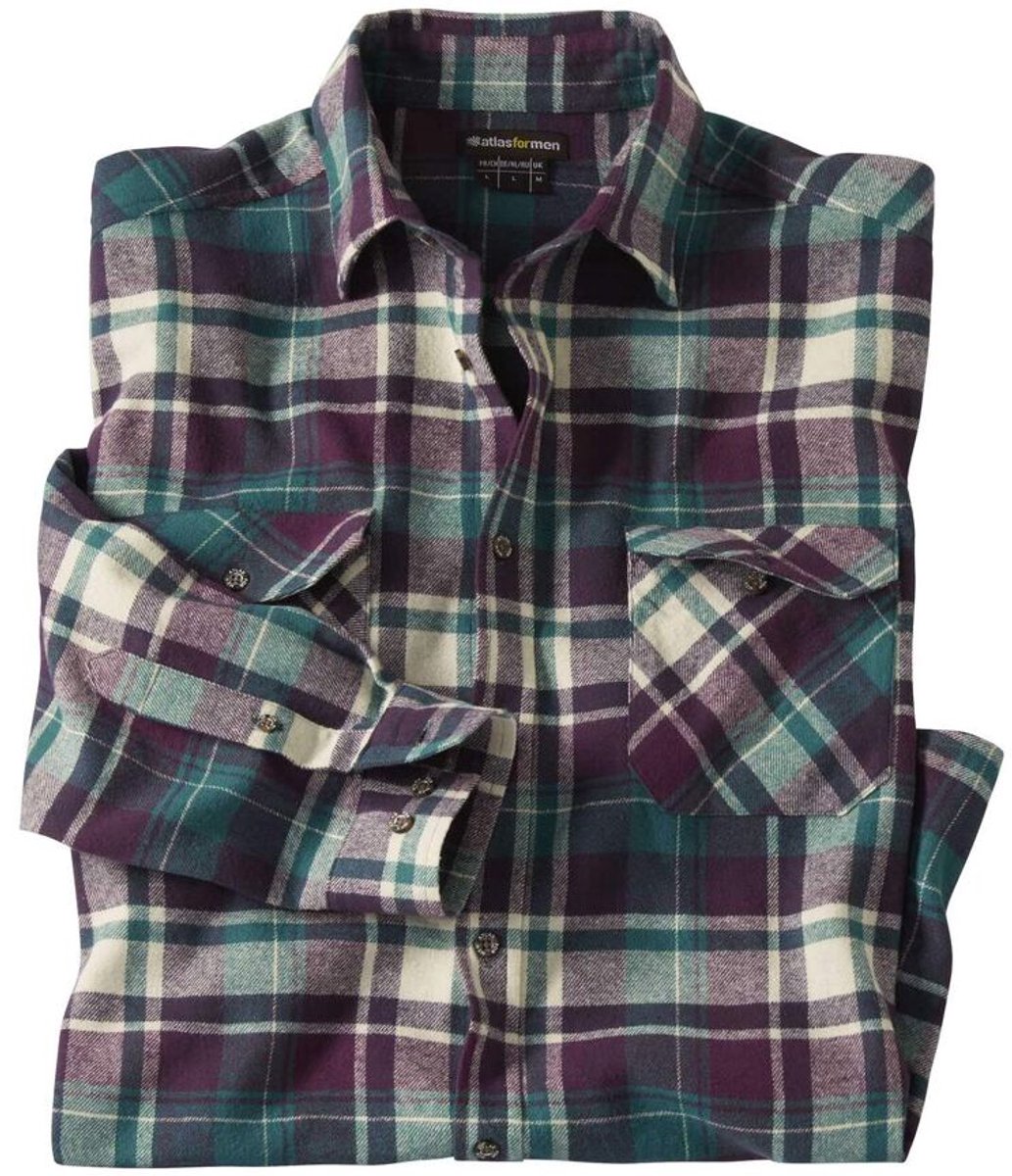ATLAS FOR MEN - Geruit overhemd van flanel - Heren - Verkrijgbaar in grote maten - 5XL