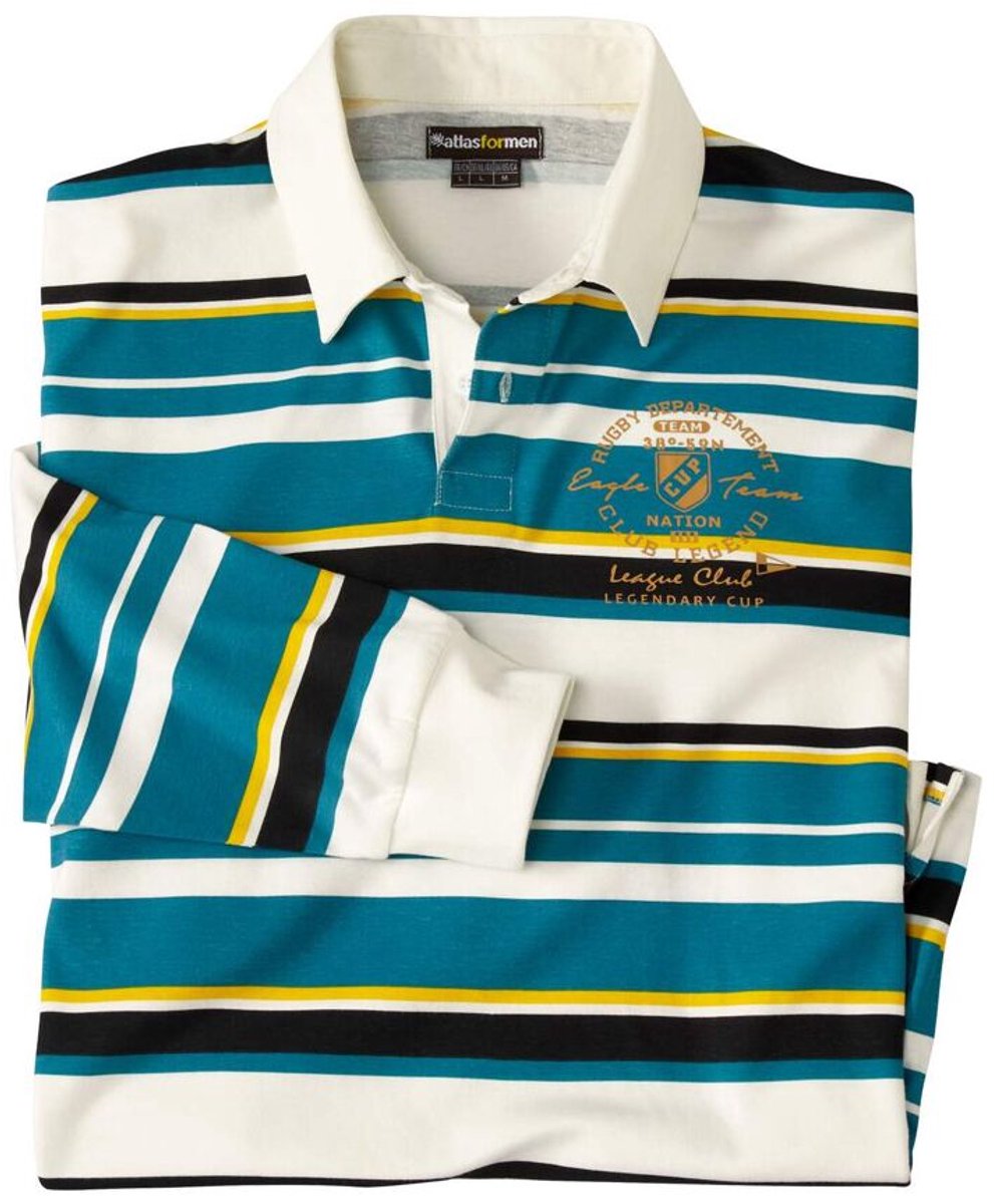 ATLAS FOR MEN - Gestreepte rugbypolo Sportwear - Heren - Verkrijgbaar in grote maten - XXL