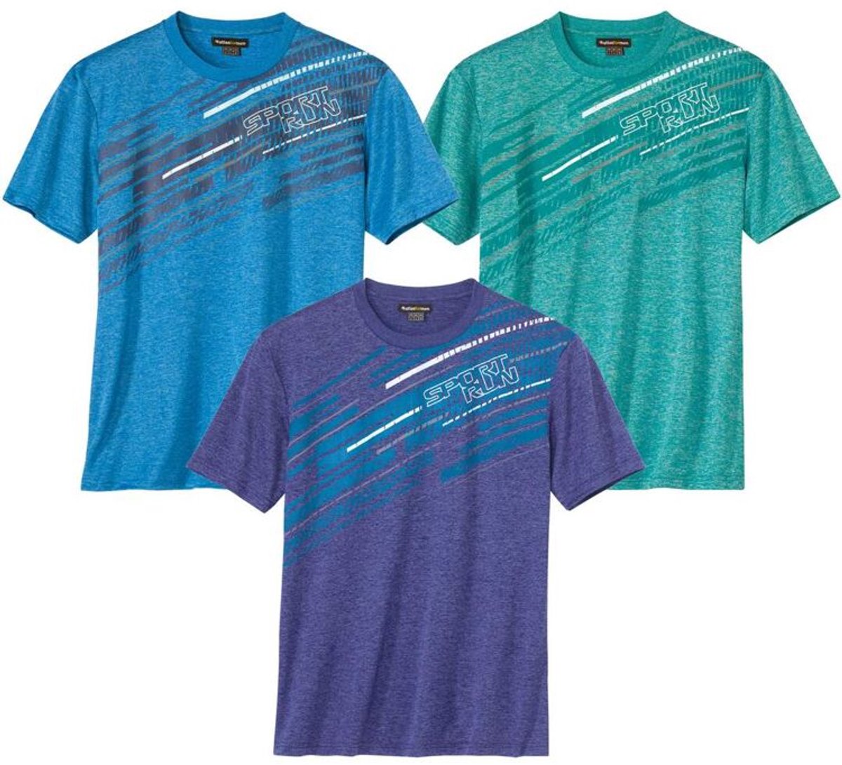 ATLAS FOR MEN - Set van 3 gemêleerde T-shirts - Heren - Verkrijgbaar in grote maten - XL