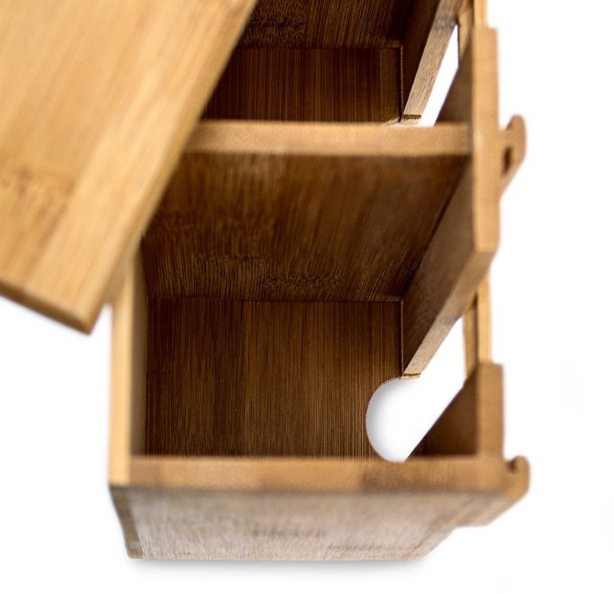Doodadeals® Theedoos 4 Vakken – Bamboe Thee Organizer met Deksel en Handvat – Stijlvolle Theedoos Hout – 22x33,5x10 cm — cadeau in Wonen & Interieur - foto 4