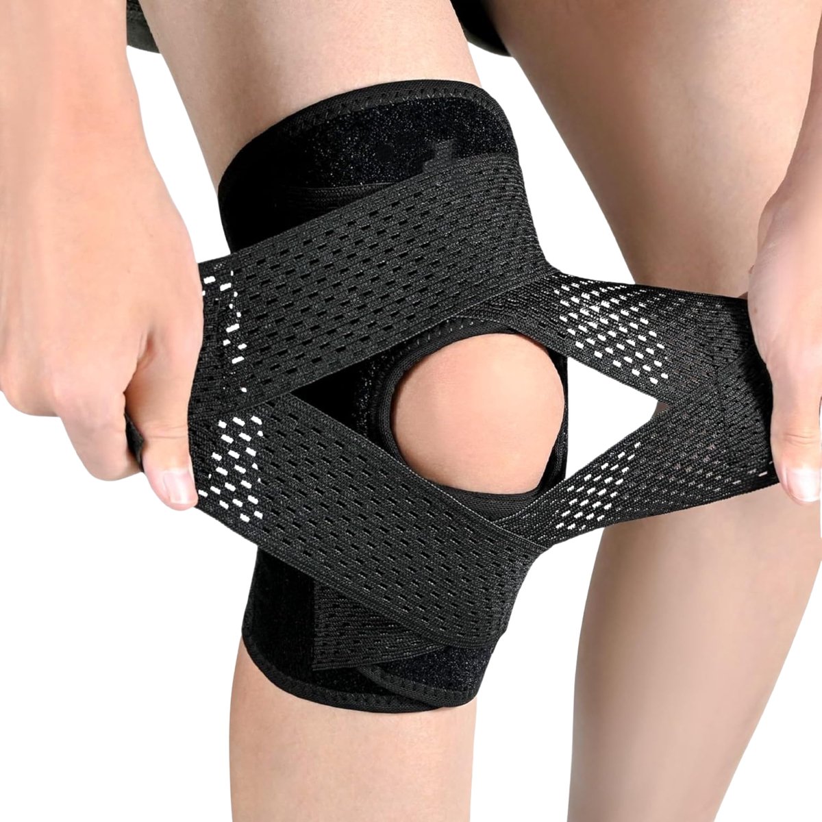 Kniebrace Verstelbaar - Kniebandage met Patella, Artrose en Meniscus Ondersteuning voor Heren en Vrouwen - Extra Steun en Stabiliteit bij Beweging - Ademend Neopreen - Comfortabele Compressie - Geschikt voor Sport en Dagelijks Gebruik