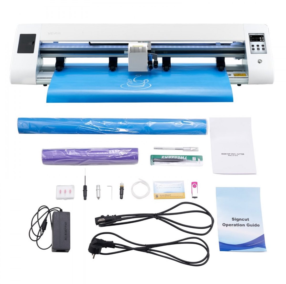 Vinyl Snijplotter - Vinylsnijder - Snijbreedte 60 cm - Automatische Contourdetectie - Inclusief Ontwerpsoftware - Compatibel met SVG/EPS/PLT - Twee Mestypen
