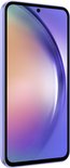 Paarse Samsung Galaxy A54 5G smartphone, zijaanzicht met scherm.