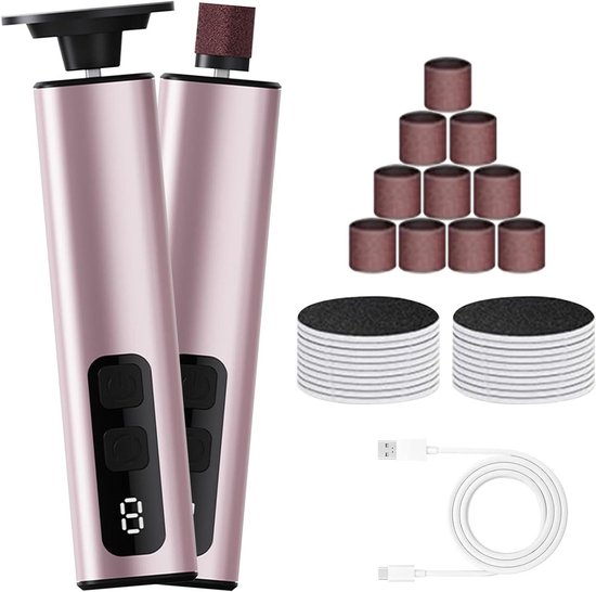 EGoods - Elektrische Eeltverwijderaar met 9 Snelheden, Oplaadbaar en inclusief Verwisselbare Pads voor Hand- en Voetverzorging