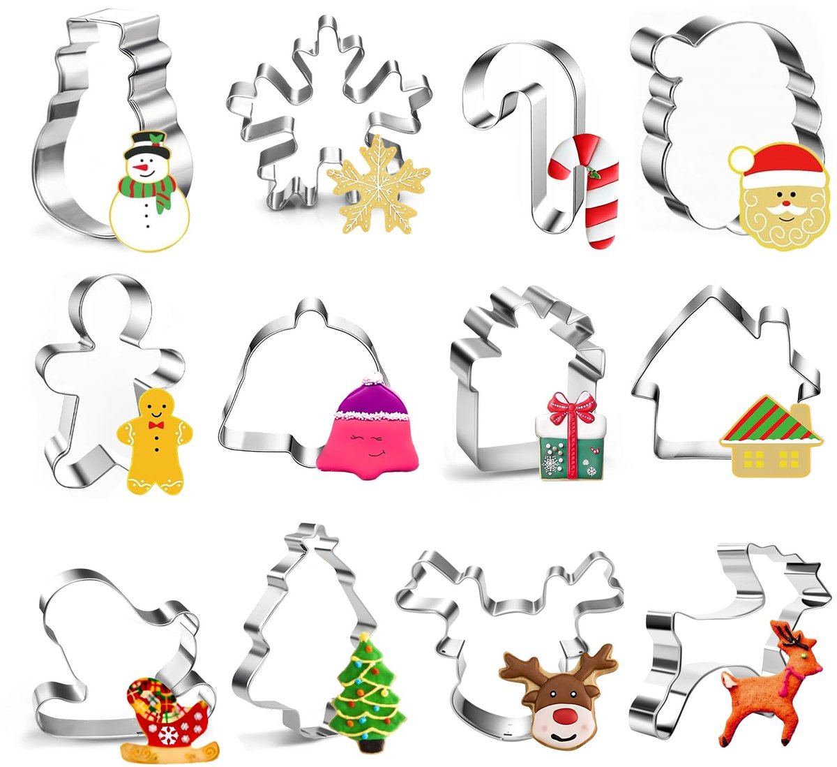 Unyqoos® Uitgebreide set van 12 koekjesvormen voor feestelijke kerstcreaties