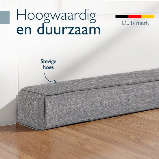 Beautissu 2x Tochtstopper Deur 90 cm – Energiebesparende Koudeblokker Tochtstrip Voor Deuren – Tochtrol Donkergrijs – Tochtstopper Stof Voor Ramen & Deuren – Levante
