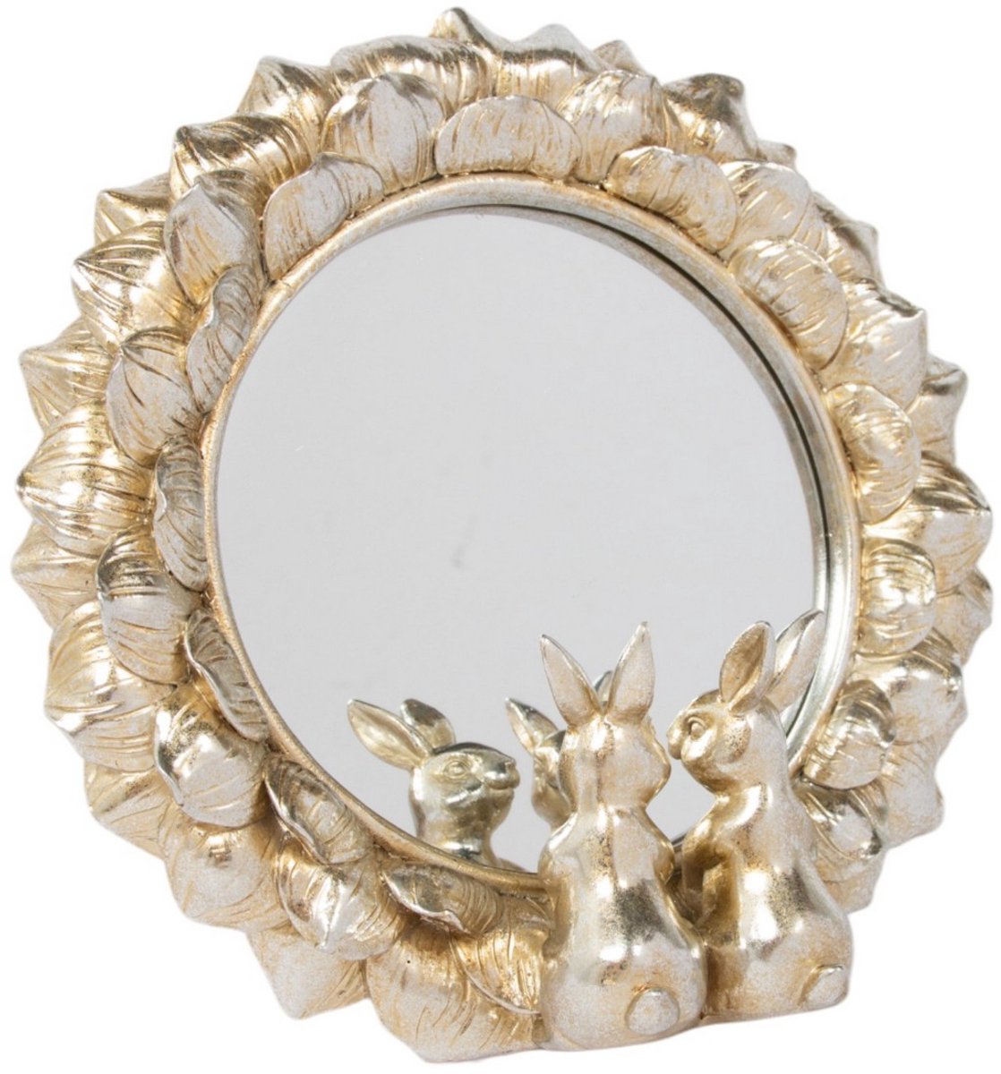 Spiegel Rond konijn hars zilver 21x6,3x20,6cm