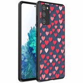 Convient pour Samsung Galaxy S20 FE Étui téléphone avec impression de petits cœurs roses et rouges - Coque arrière TPU avec design de cœurs roses et rouges - Smartphonica convient pour Samsung Galaxy S20 FE