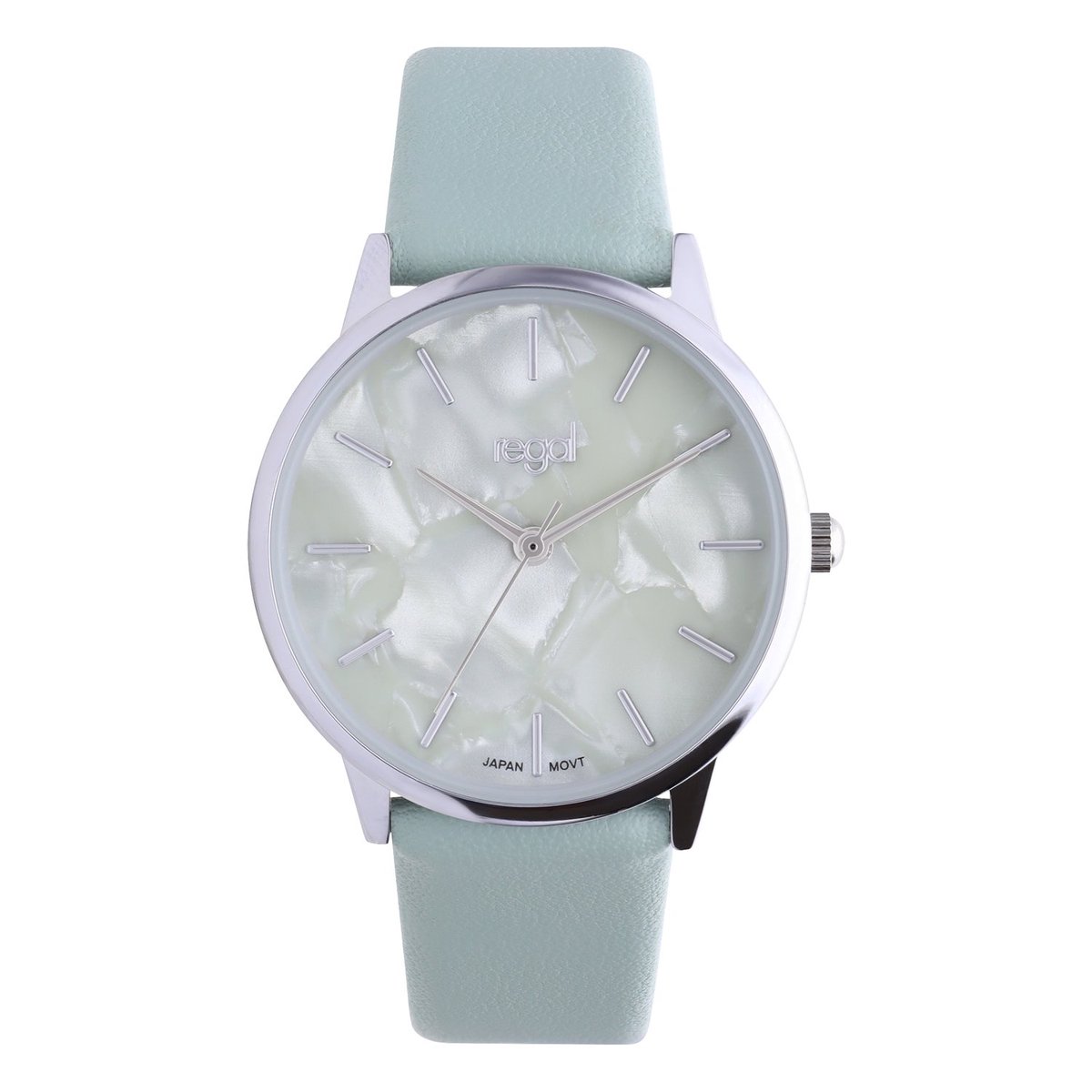 Lucardi Dames Regal dames horloge groen, parelmoer wijzerplaat - Horloge - PU leer - Groen - 27.50 mm