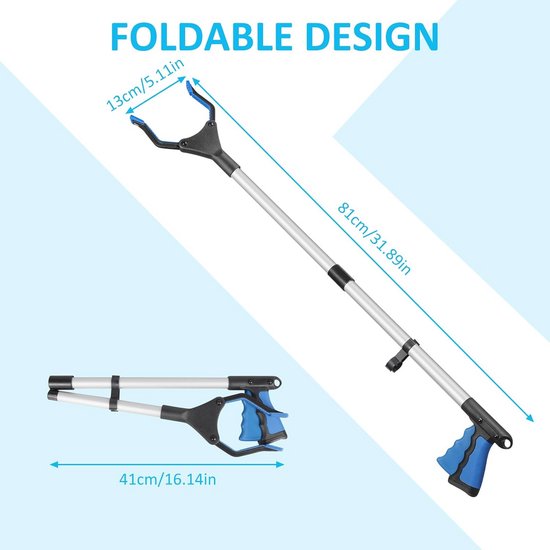Inklapbare Telescooptang met Magnetische Punt en Sterke Handgreep - Draagbare Vuilnistang van Rubber (81 cm) — afbeelding 4