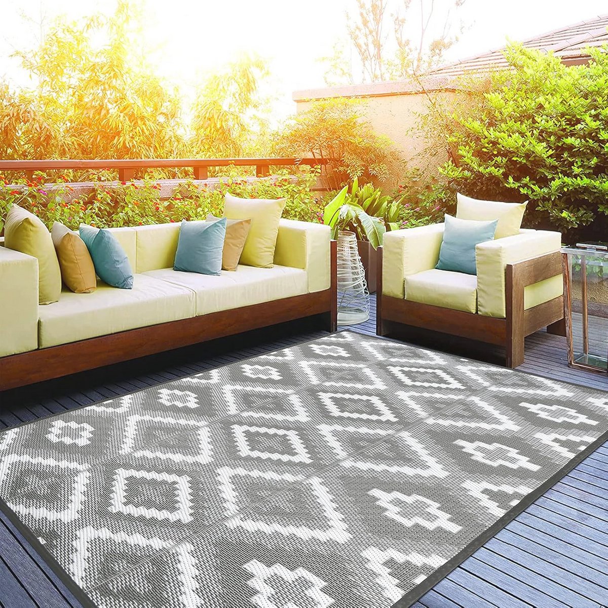 Groot Buitentapijt 120 x 180 cm - Robuust en Waterdicht - Omkeerbare UV-bestendige Campingmat