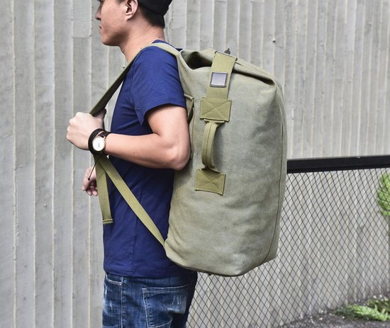 DETECH Klimtas voor op reis, tactische militaire rugzak met topbelasting, canvas rugzak met dubbele riem