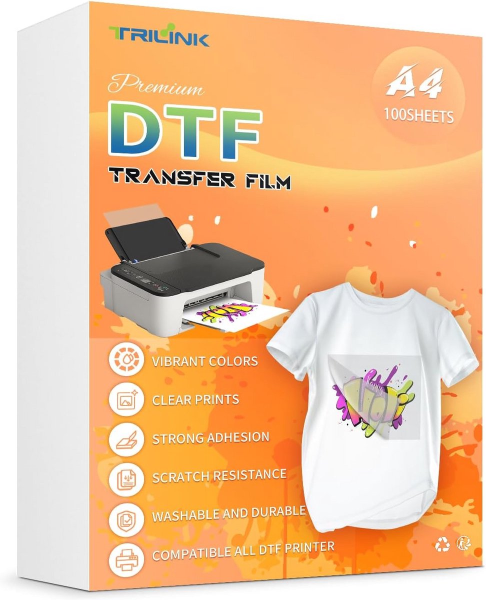 A4 DTF Transfer Film - 100 Vellen Premium PET voor DTF-printers - Geschikt voor Katoen, Polyester en Meer - Ideaal voor T-shirts