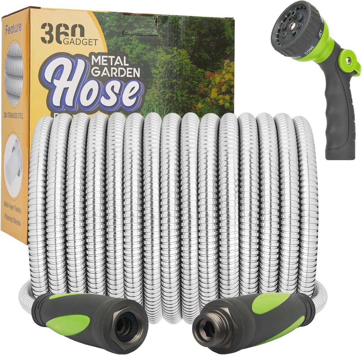 Tuinslang 50 meter met Draaibare Handgreep en 8 Functies - Flexibel en Lichtgewicht voor Tuin en Buiten