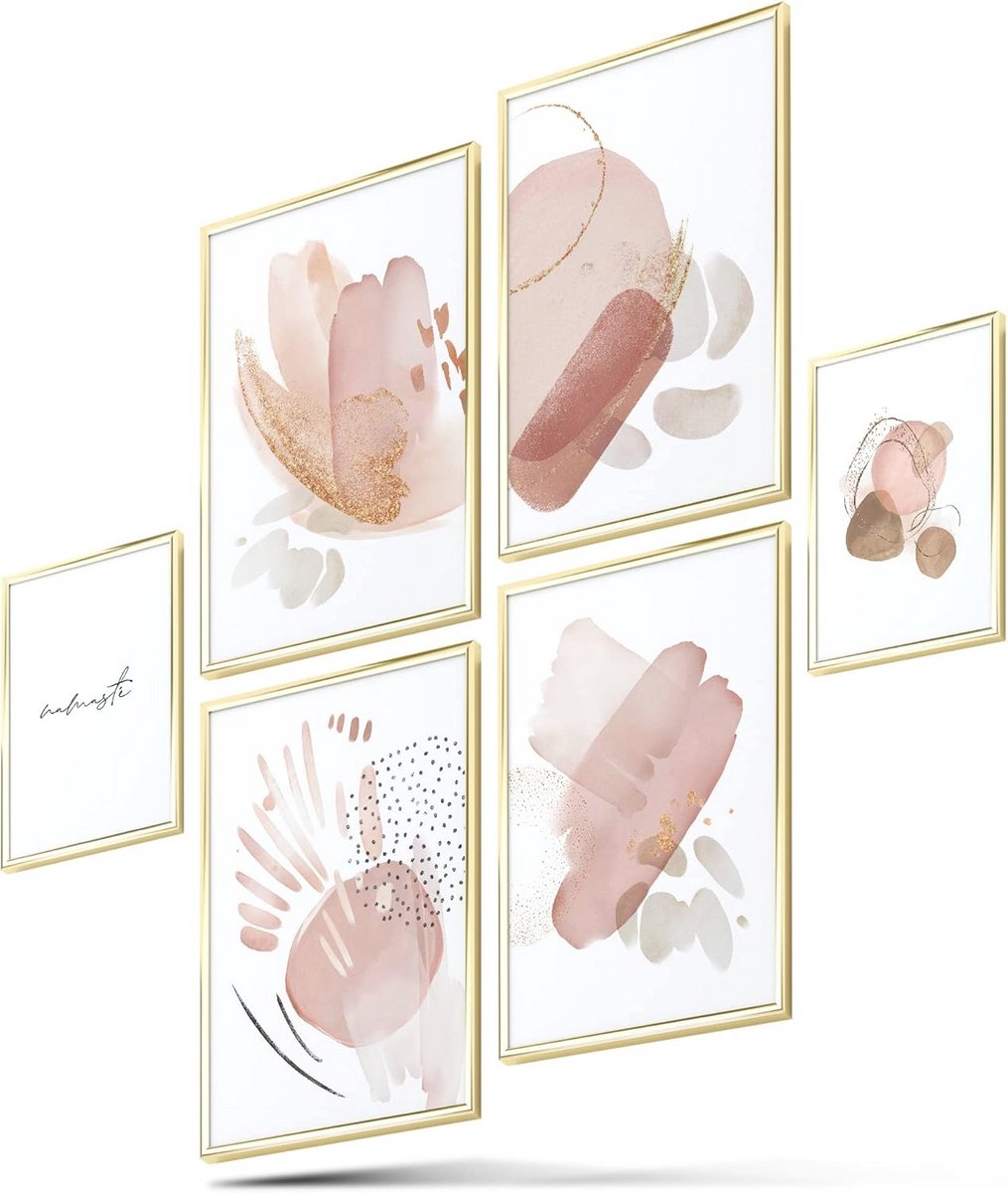 Abstracte Posterset met Moderne Kunstprints voor Woonkamer Decoratie | Tweezijdige A3 en A4 Formaten