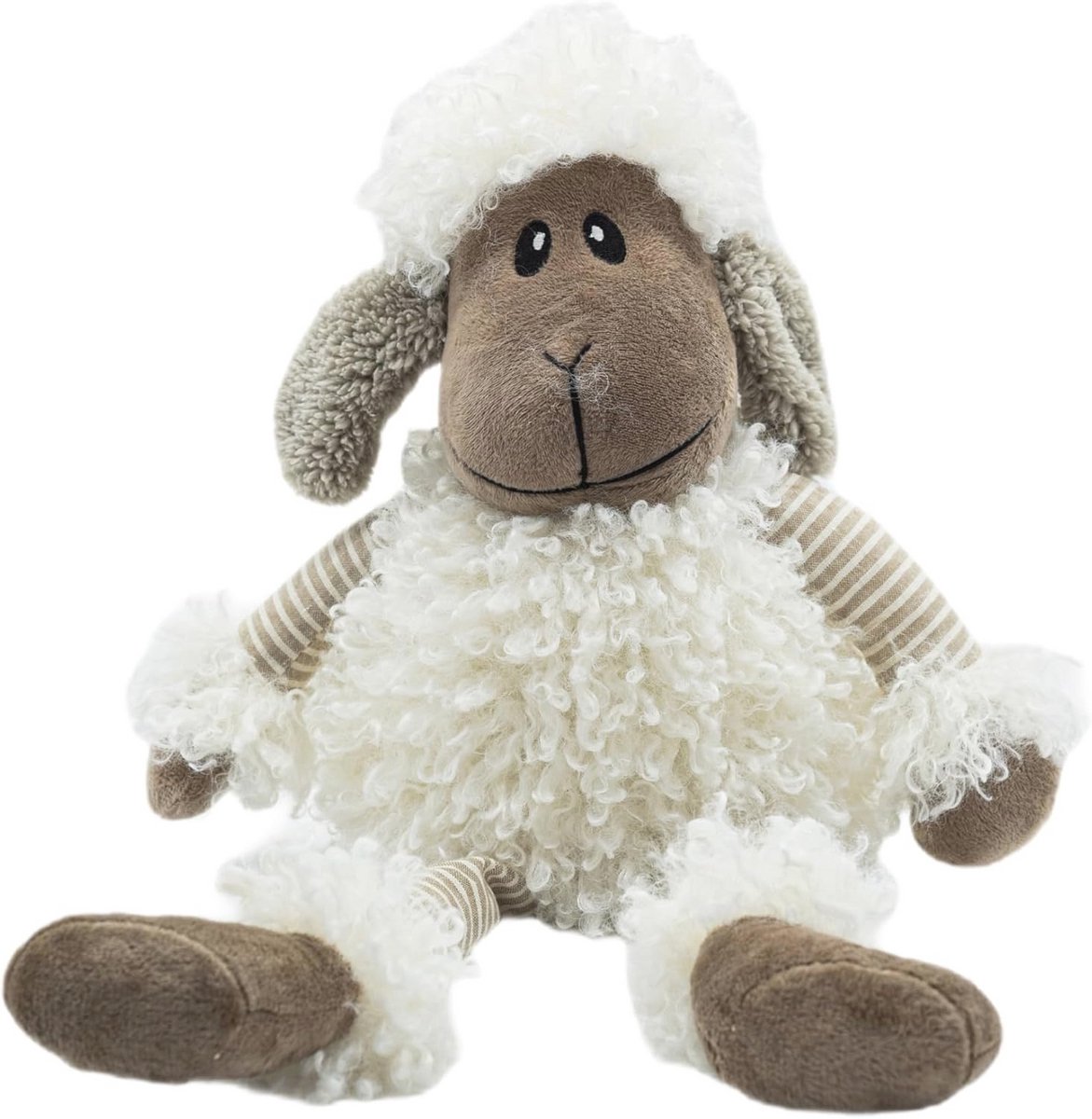 Deurstopper Schaap met Hangende Benen - 26 cm - Wit/Bruin