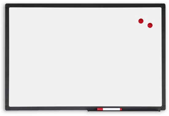 IVOL Whiteboard Premium met zwart frame - 100x200 cm - Emaille - Magnetisch - Magneetbord - memobord