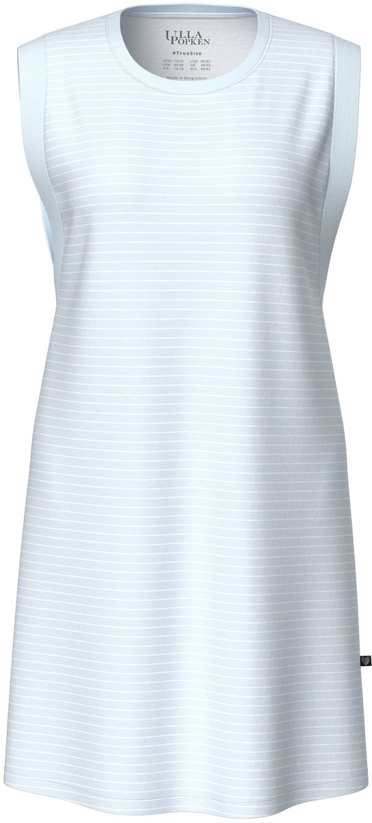 Ulla Popken - Dames - Longshirt print ronde hals mouwloos - Blauw - Maat 46+