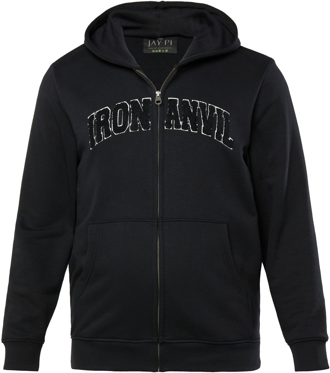 JAY-PI - Heren - Hoodie-jack Iron Anvil fitness sweatstof capuchon - Zwart - Maat XL