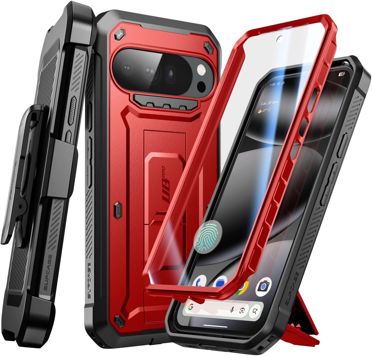 Supcase, Volledige hoes voor Google Pixel 10 / 10 Pro MagSafe Unicorn Beetle Pro-serie, Zwart / Rood