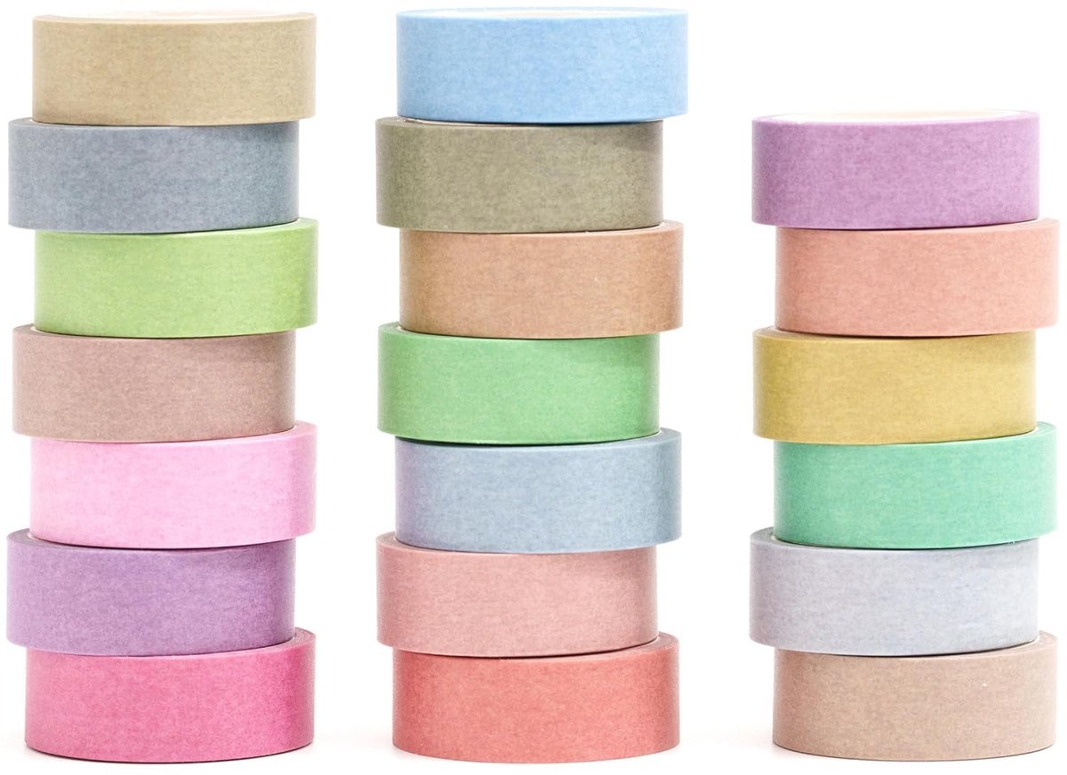 IMPERATORIS® Washi-tape - Masking Tape - Plakband Rol - Meerdere ontwerpen - Pastel - 20 Rollen