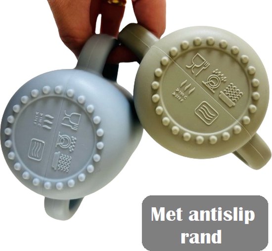 2 Stuks - Siliconen Drinkbeker Tuitbeker met Rietje - Kinder Oefenbeker met Oren - Open Beker - 180 ml - Blauw en Groen - BPA vrij — afbeelding 4