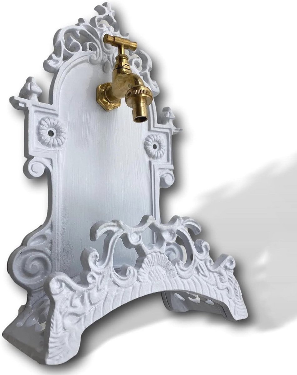 Aluminium Tuinslanghouder met Kraan - Antieke Stijl - 39cm