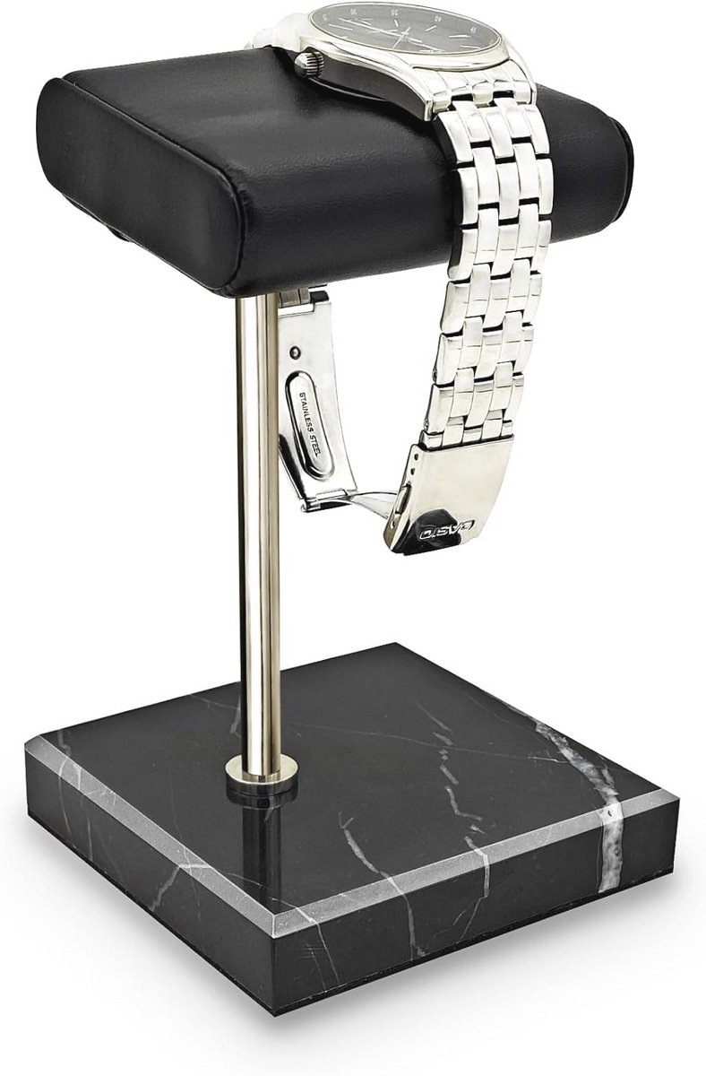 Elegante Watch Stand met Marmeren Basis en PU Leren Tray - Voor Heren en Dames