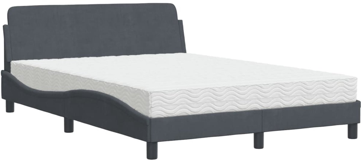 Tweepersoonsbed | Dubbelbed | Volwassenenbed | Bed met matras "Dover" fluweel donkergrijs 120x200 cm