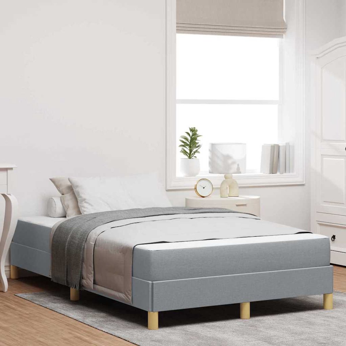 Tweepersoonsbed | Dubbelbed | Volwassenenbed | Boxspring bed Lichtgrijs en Bruin 120 x 200 cm