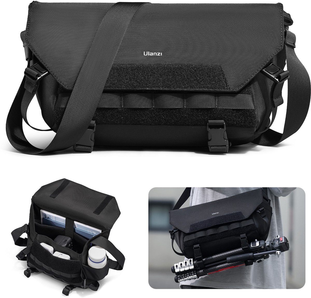 Ulanzi BC08 Schoudertas voor camera - Waterbestendig - 9 Liter Inhoud - Polyester - Zwart