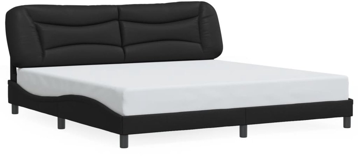 Tweepersoonsbed | Dubbelbed | Volwassenenbed | Bedframe zonder matras "Hvar"e kunstleer zwart 200x200 cm