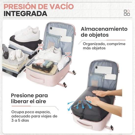 Sac à Dos de Voyage sous Vide avec Pompe - 45x36x20 cm (Easyjet