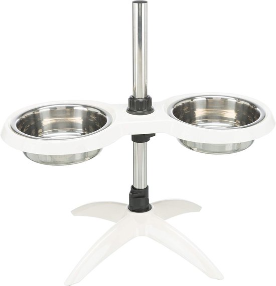 Set van 2 automatische kattenvoeder- en zwaartekracht-roestvrijstalen waterdispenser, hondenvoer- en watertoevoerset voor kleine, middelgrote puppy's