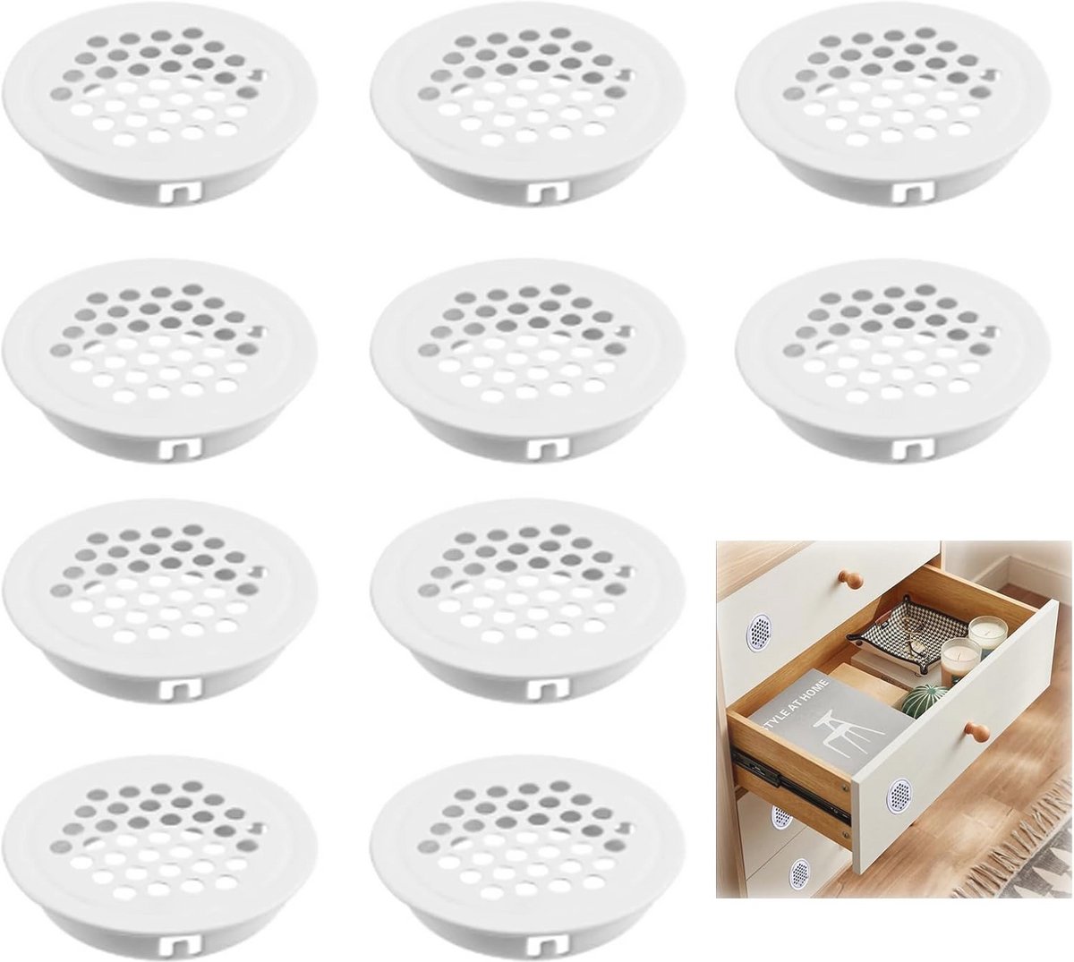 Rond ventilatierooster voor ventilatieopeningen en afvoeren in keukens en badkamers